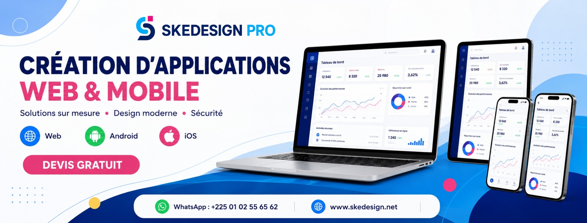 Création d'applications web et mobile : solutions sur mesure, design moderne, sécurité. Web, Android, iOS.