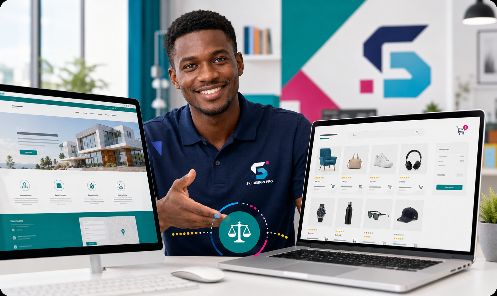 Expert SKEDESIGN PRO comparant un site vitrine et un site e-commerce